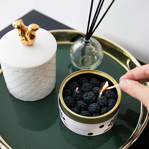 Miniatura 7 de CandleCan - Vela de canela y mora  Velas grandes perfumadas reales para mujeres, amantes de la comida, vela de lata dorada para regalo del hogar,