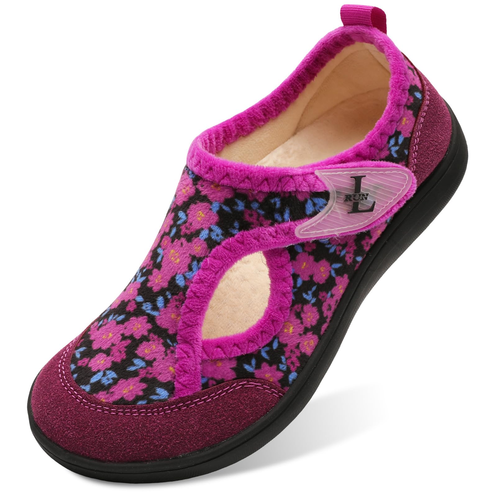 L-RUN Womens Slippers Wide Toe Box Barefoot Diabetic Shoes Women Ladies Winter House Shoes for Indoor and Outdoor