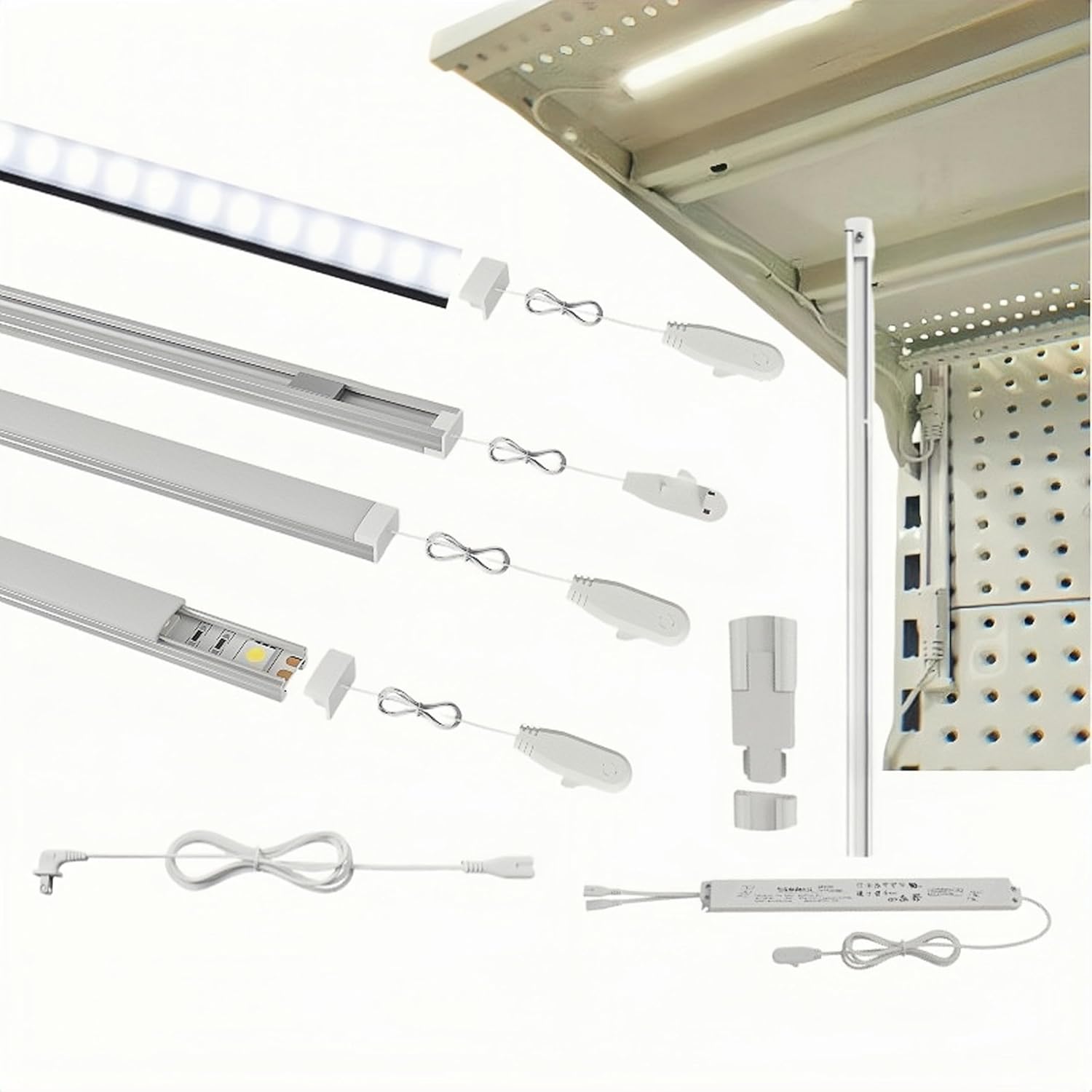 LED Light Kit for retail Liquor Display Shelves-Includes LED Strips, Transformer, Power Tracks & Connecting Wires, All Accessories Included - Easy Installation for Wine/Alcohol Retail Shelf 48“4pcs