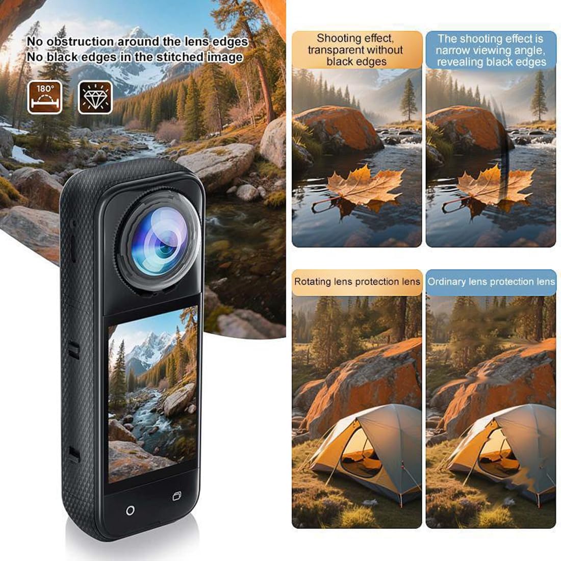 Insta 360 X5 Lens Guard PC Protective Cover, Waterproof & Anti-Scratch Lens Protector with Twist-Lock Design for Insta360 X5 Action Camera Accessories 2 pcs