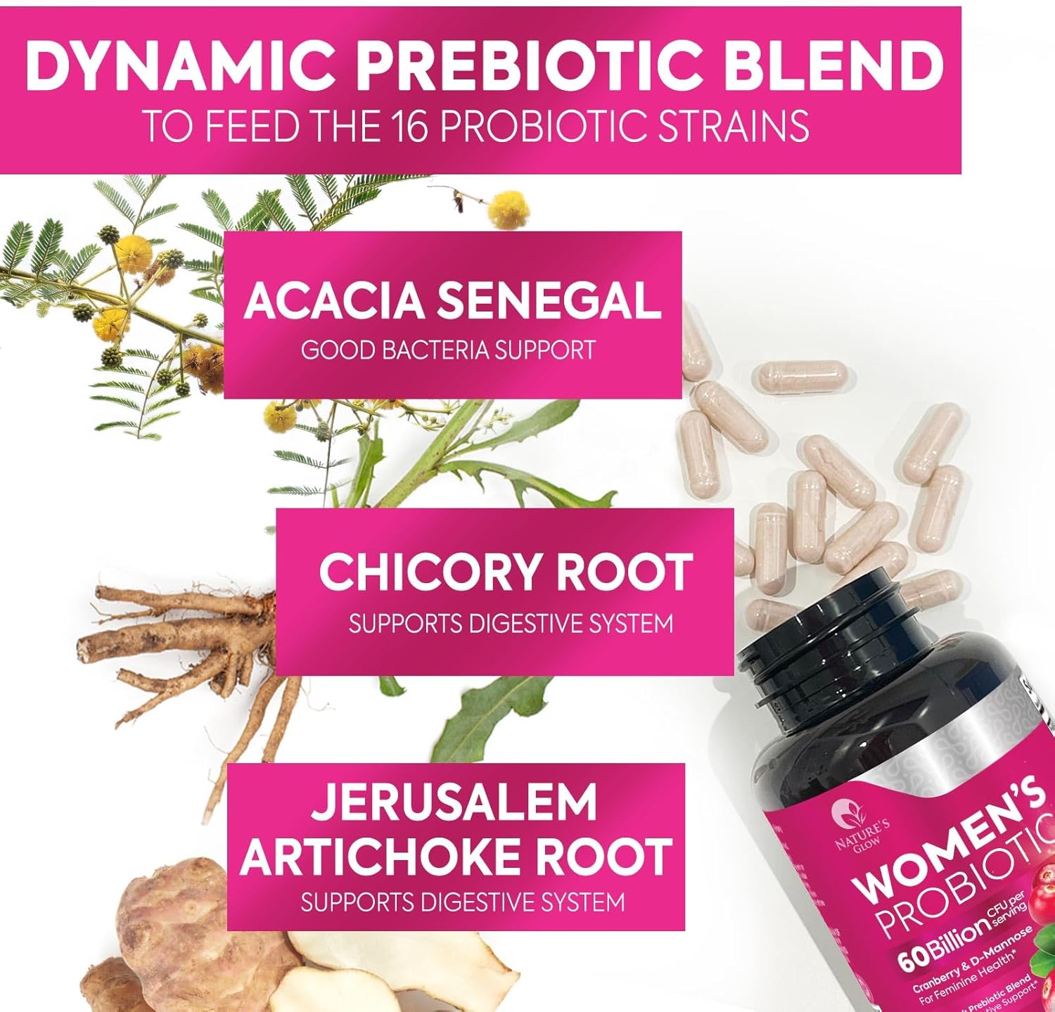 Probiotics For Women 60 Billion CFU - Women's Probiotic For Digestive Health 16 Unique Strains - Daily Vaginal PH Balance & Feminine Health Support, Womens Probiotic With Acidophilus - 120 Capsules - Image 7