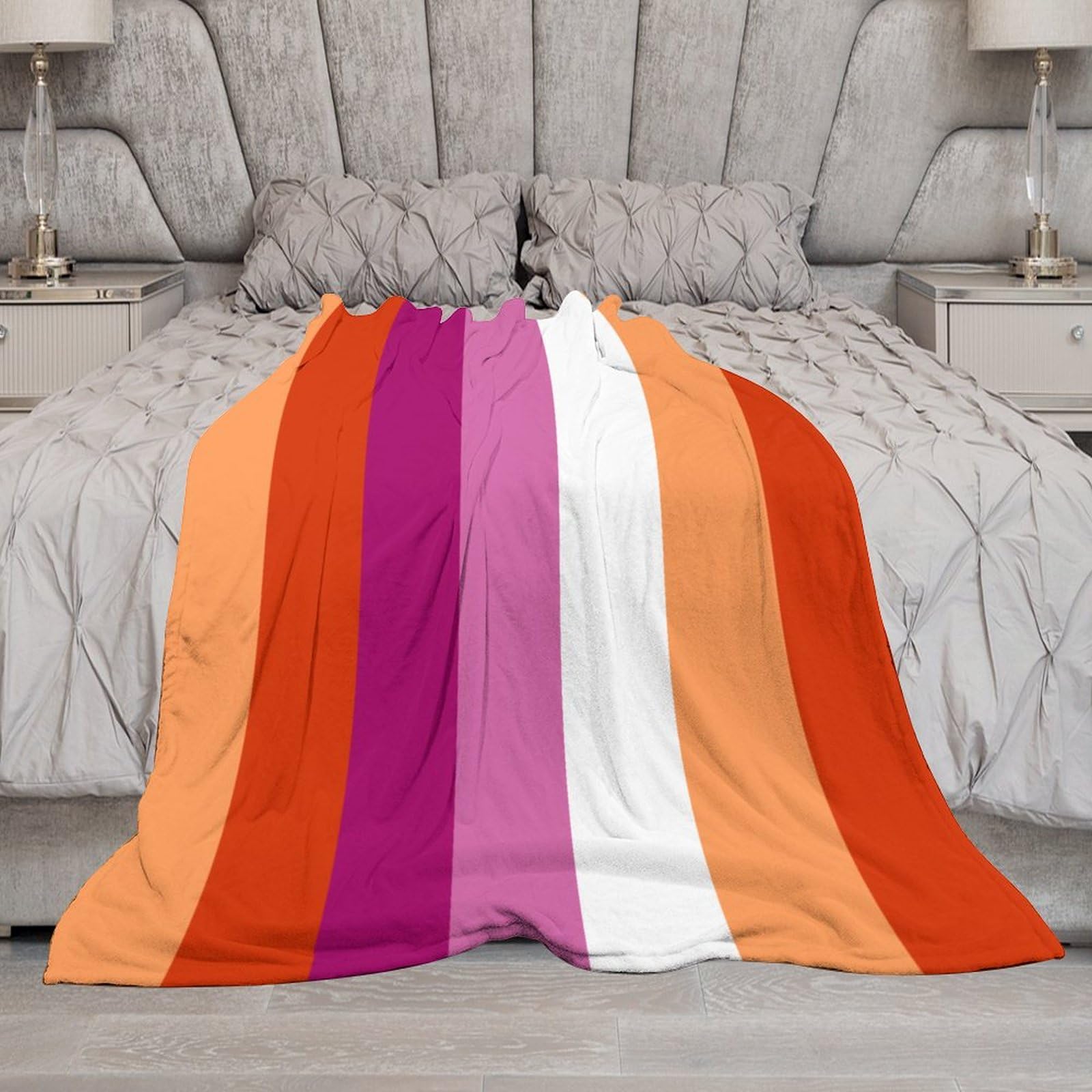 Koc flanelowy, flaga dumy lesbijek narzuta koc na kanapę sofę łóżko biuro, miękki i wygodny bez mechacenia