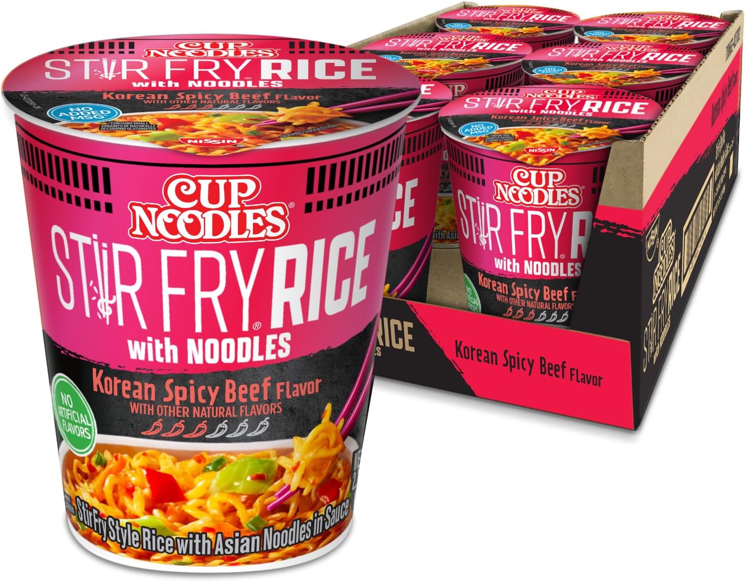 Cup Noodles Stir Fry Rice with Noodles, Spicy Beef Flavor, 2.68 Ounce (Pack of 6)