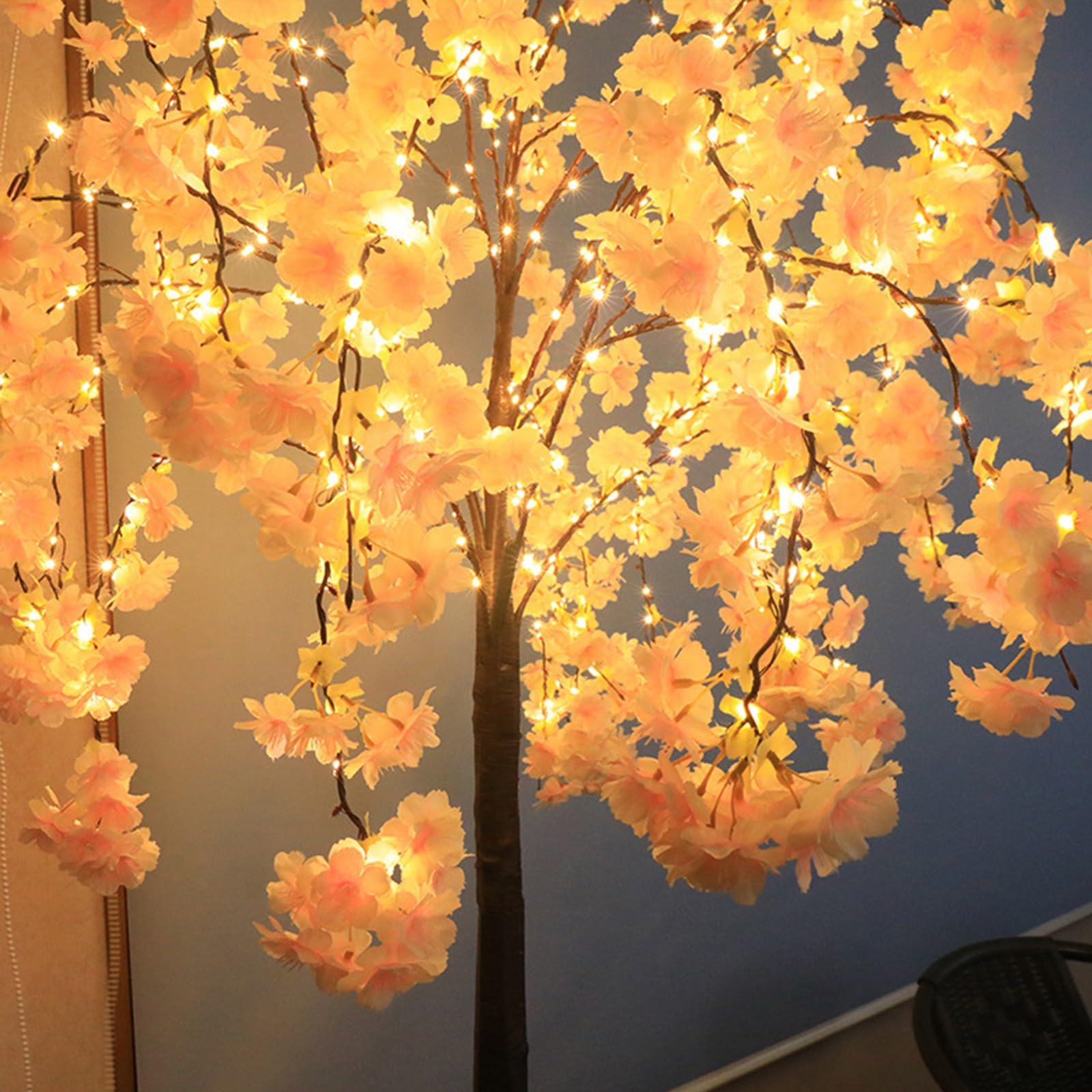 Árbol de Cerezo de 6 pies con 500 Luces LED, árbol Iluminado artificialmente para decoración del hogar, 8 Modos de iluminación, árbol Rosa con Flores Artificiales para decoración