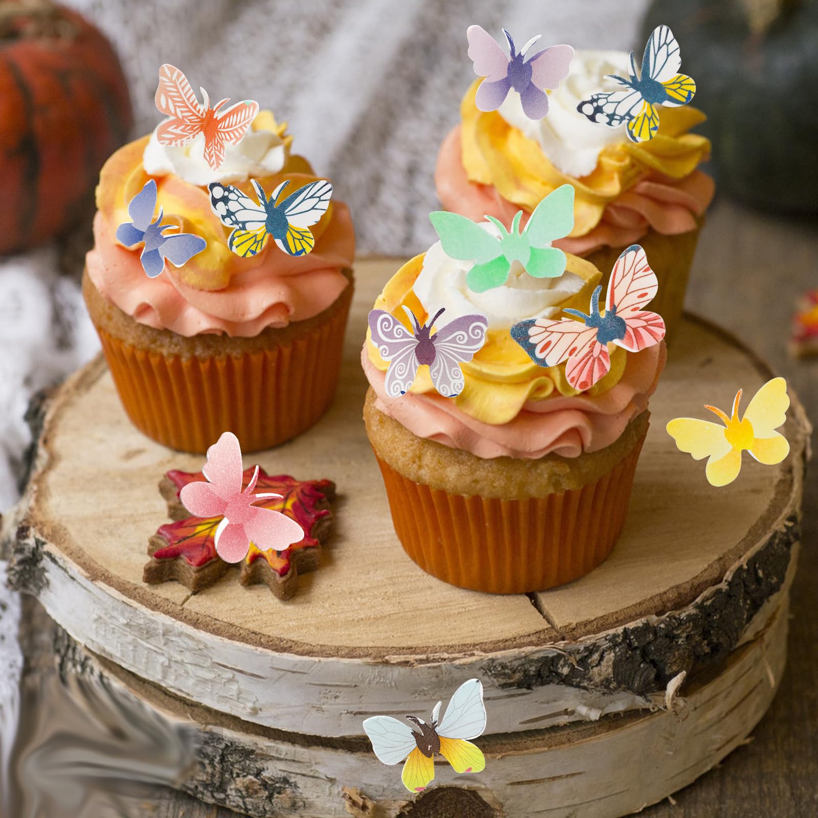 72pcs Edible Butterflies Cake Topper, Butterfly Cupcake Toppers, Colorful Wafer Paper Butterfly Cake Decorations for Wedding Birthday Baby Shower Party Supplies Food Decoration