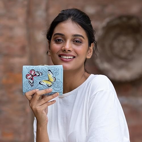 Miniatura 3 de Anna by Anuschka Cartera de tres pliegues pintada a mano para mujer de cuero