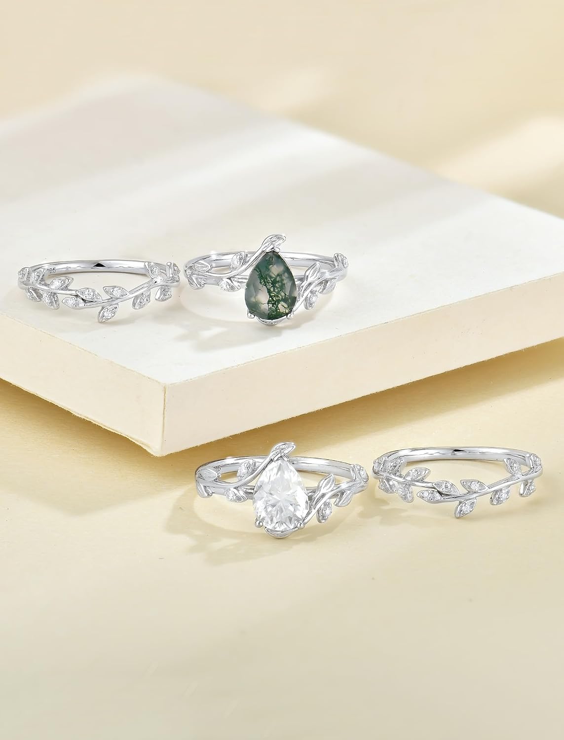 YL Pear/Round/Heart/Kite Cut Leaf Moissanite Engagement Wedding Rings for Women Sterling Silver Infinity Promise Ring for Her