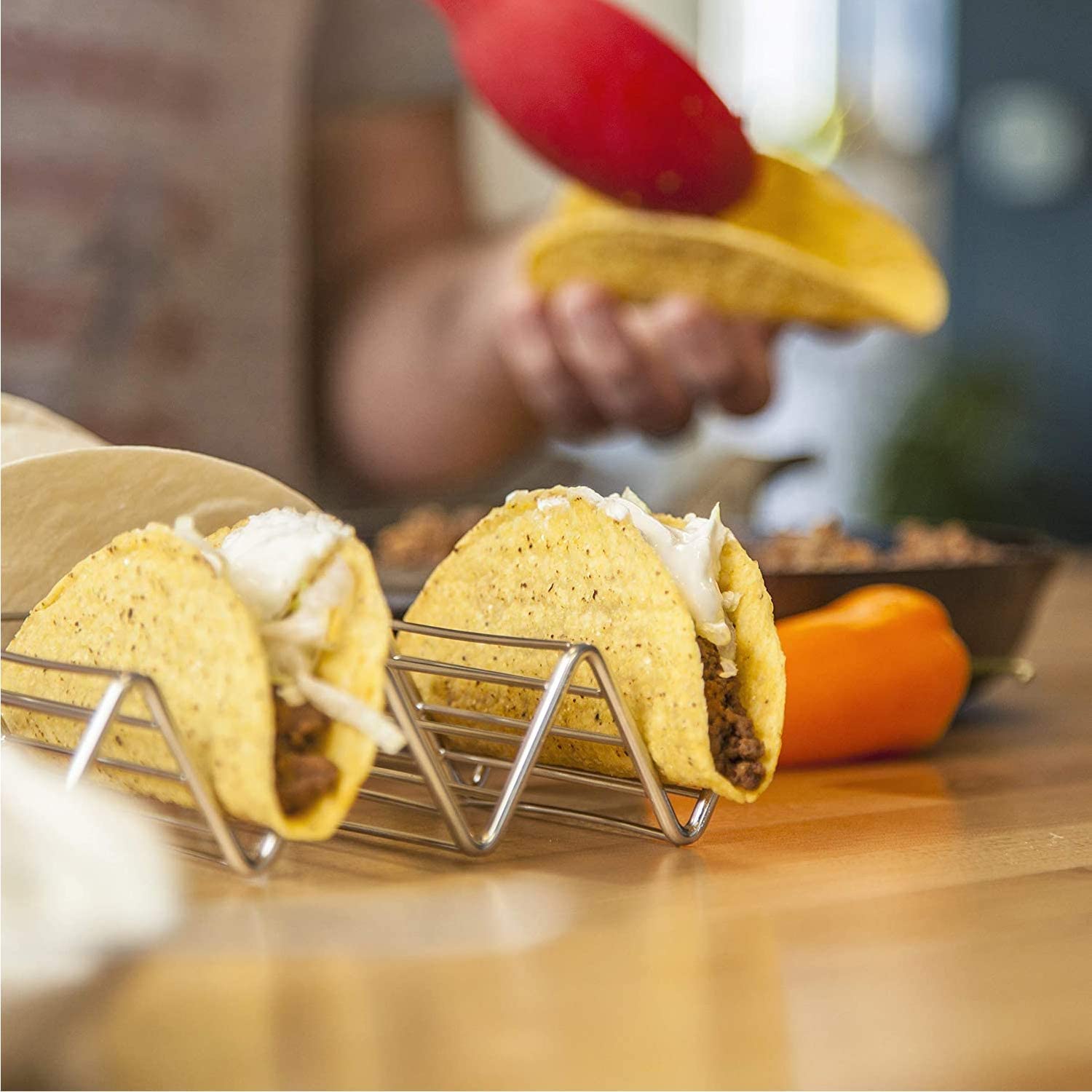 Porta Taco In Acciaio Inox - Set Di 4, Per Casa, Feste O Ristorante - Foto 2