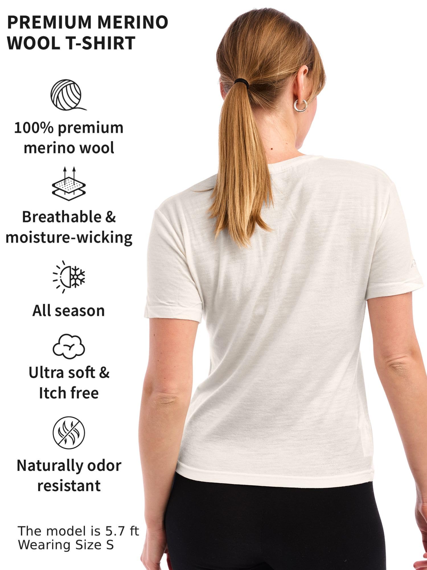 Merino Damen Sport Shirt (M, White Off)
