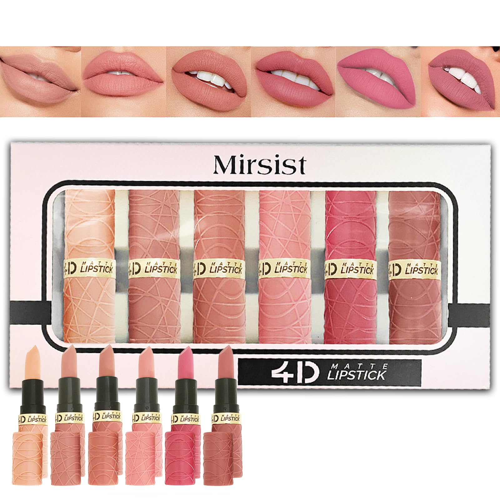 Nude Lipstick Set, 6PCS Long Lasting Matte Lipsticks Gift Sets for Women