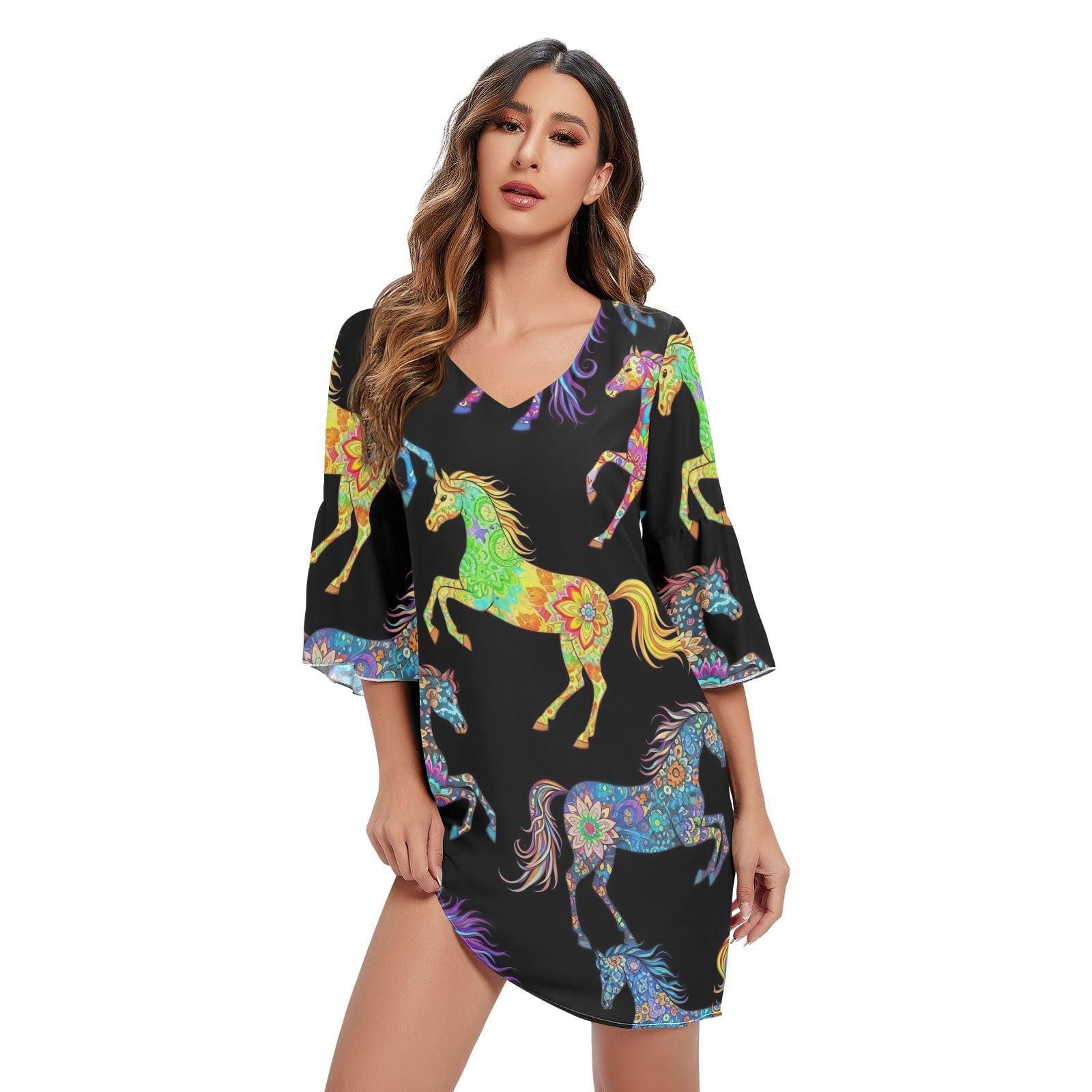 Robe imprimée d'été col V légère pour rester fraîche