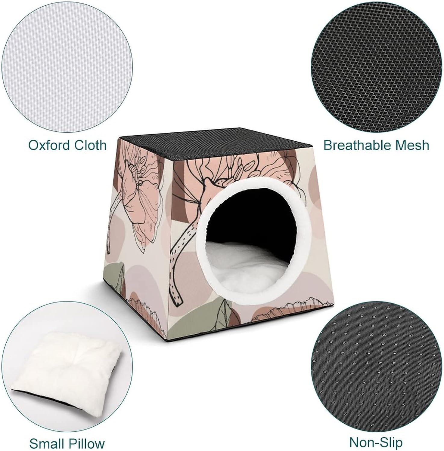 review Printed Cat Houses & Condos Lovely Foldable Cat Cube Cat Bed Sofa with Removable Pillow Abstract Color Block