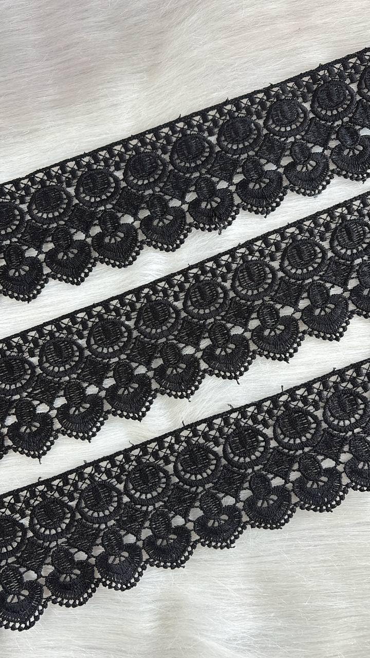Black GPO Lace Border for Saree,Dress,Kurtis,Dupatta,Craft,Suit (4.50 Mtr)-image-11