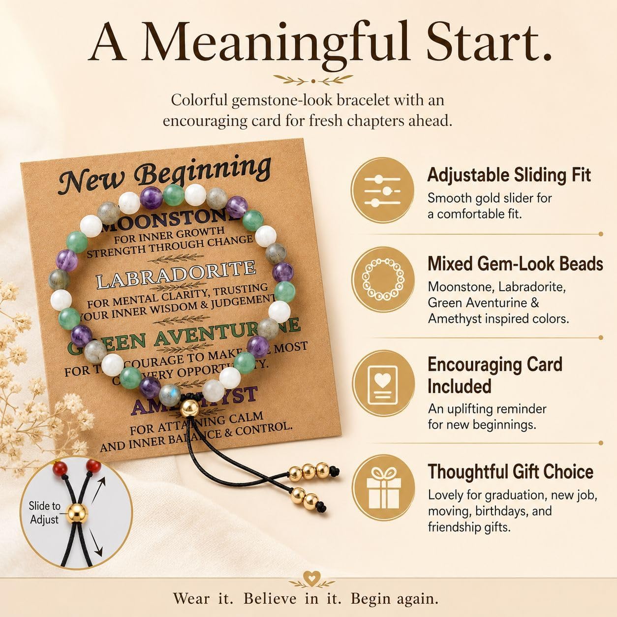 Natural Healing Crystal Bracelet for Women and Men image 2
