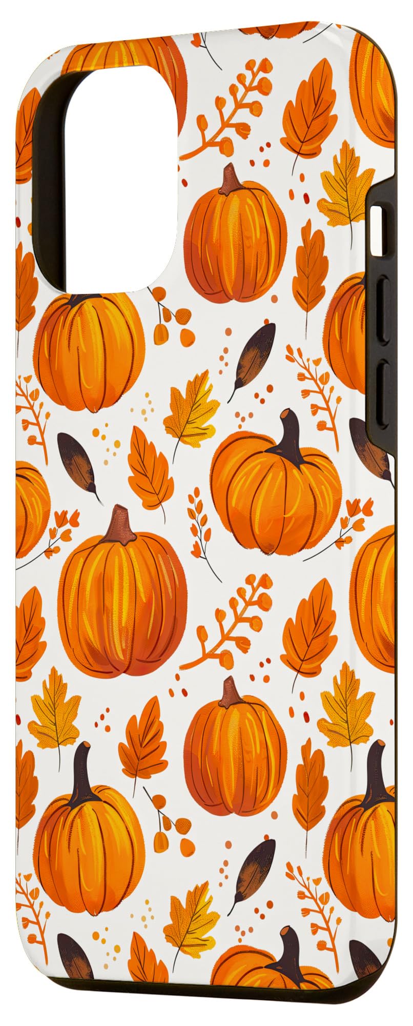 Autumn Maple Fall Leaves & Pumpkins Pattern Halloween Beige Case for iPhone 12 Pro Max - Image 2