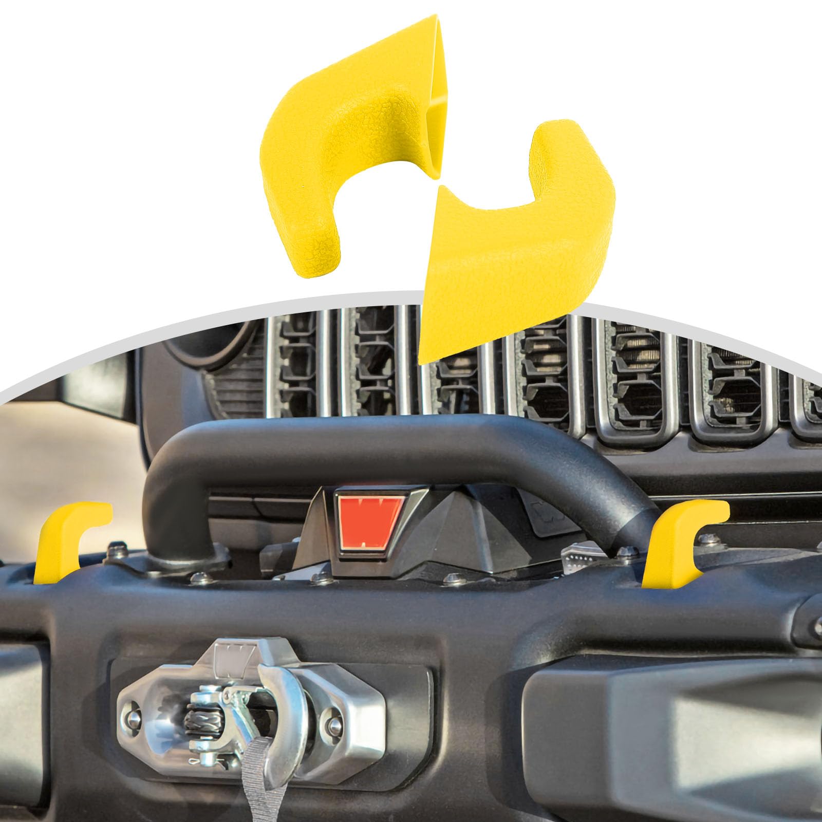 CheroCarBumper Tow Hook Covers Tow Hook Protector External Accessories for Jeep Wrangler JK JL,for Jeep Gladiator TJ,Yellow……