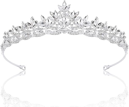 Miniatura 1 de Semato Tiara de corona de diamantes de imitación para mujeres o niñas corona de plata de cristal de princesa tocado de flores para niñas fiesta de
