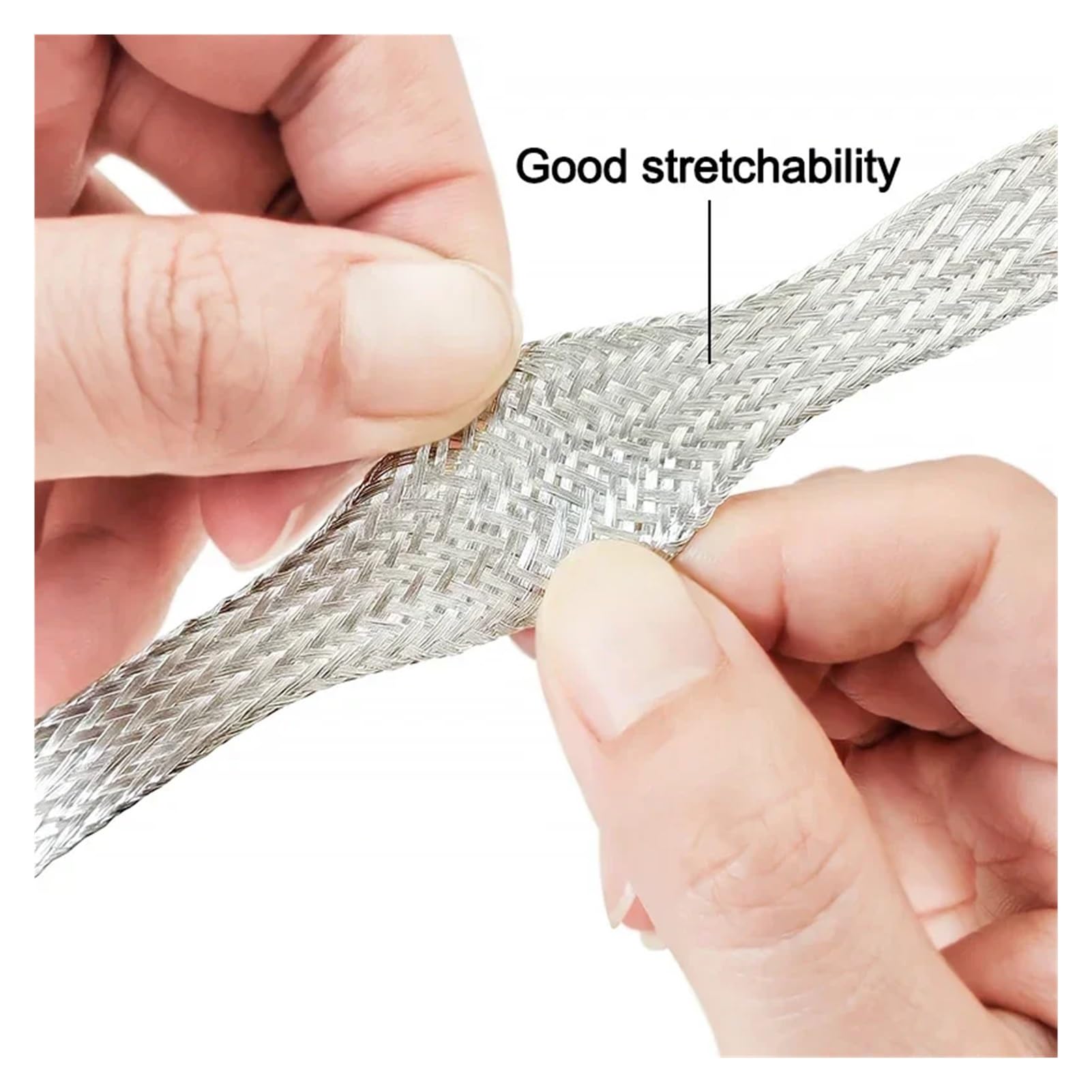 Cable trenzado de cobre plano ID 2 mm/4 mm/6 mm/8/10/12/16/20/25 mm apantallamiento antiinterferencias chapado en cobre plateado cable de señal trenzado telescópico (10 mm)