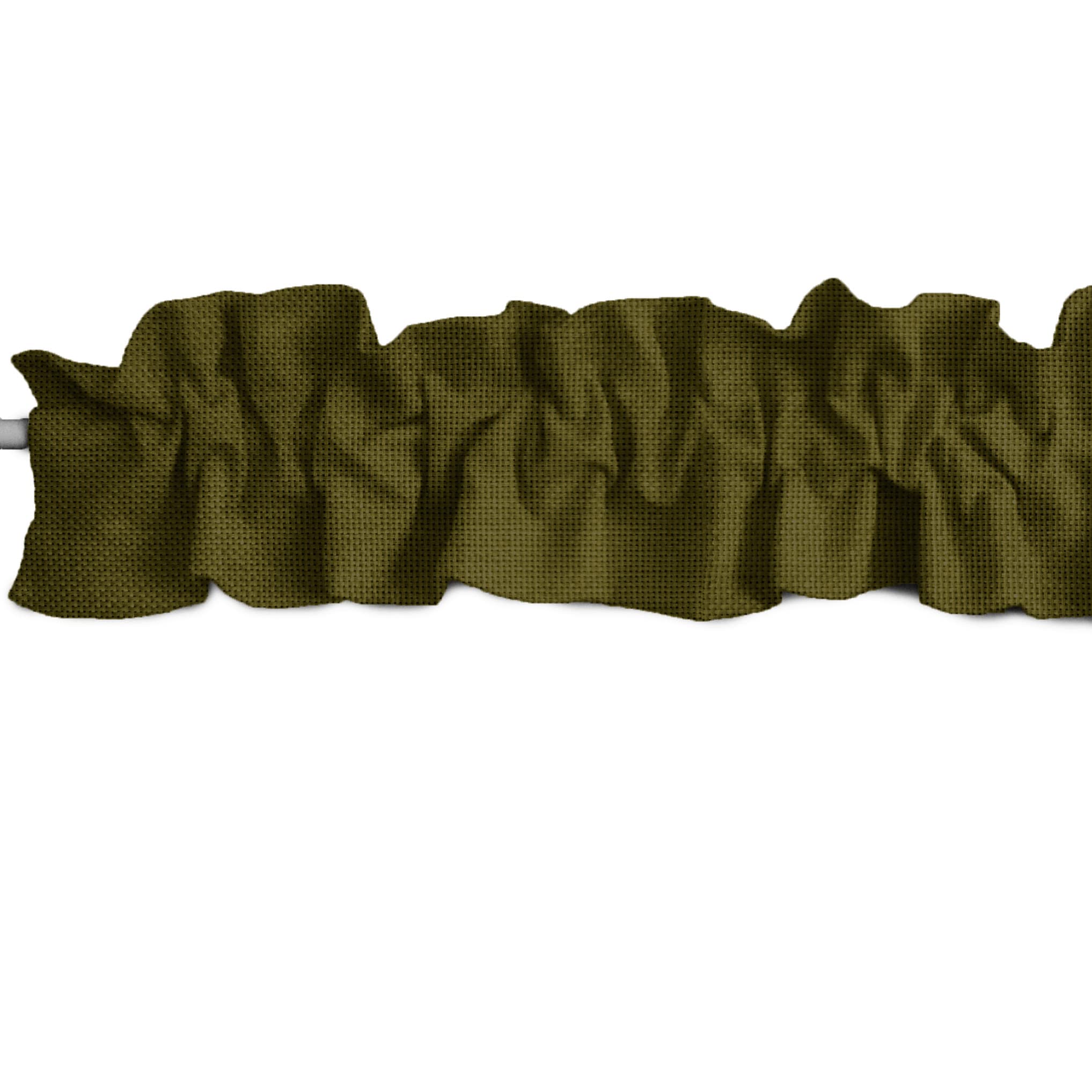 Zen Creative Designs Faux Burlap Sleeve Topper Window Valance Top Bottom Ruffle Home Décor Bedroom Nursery Kitchen Window (144" Wide x 9" Tall, Olive)