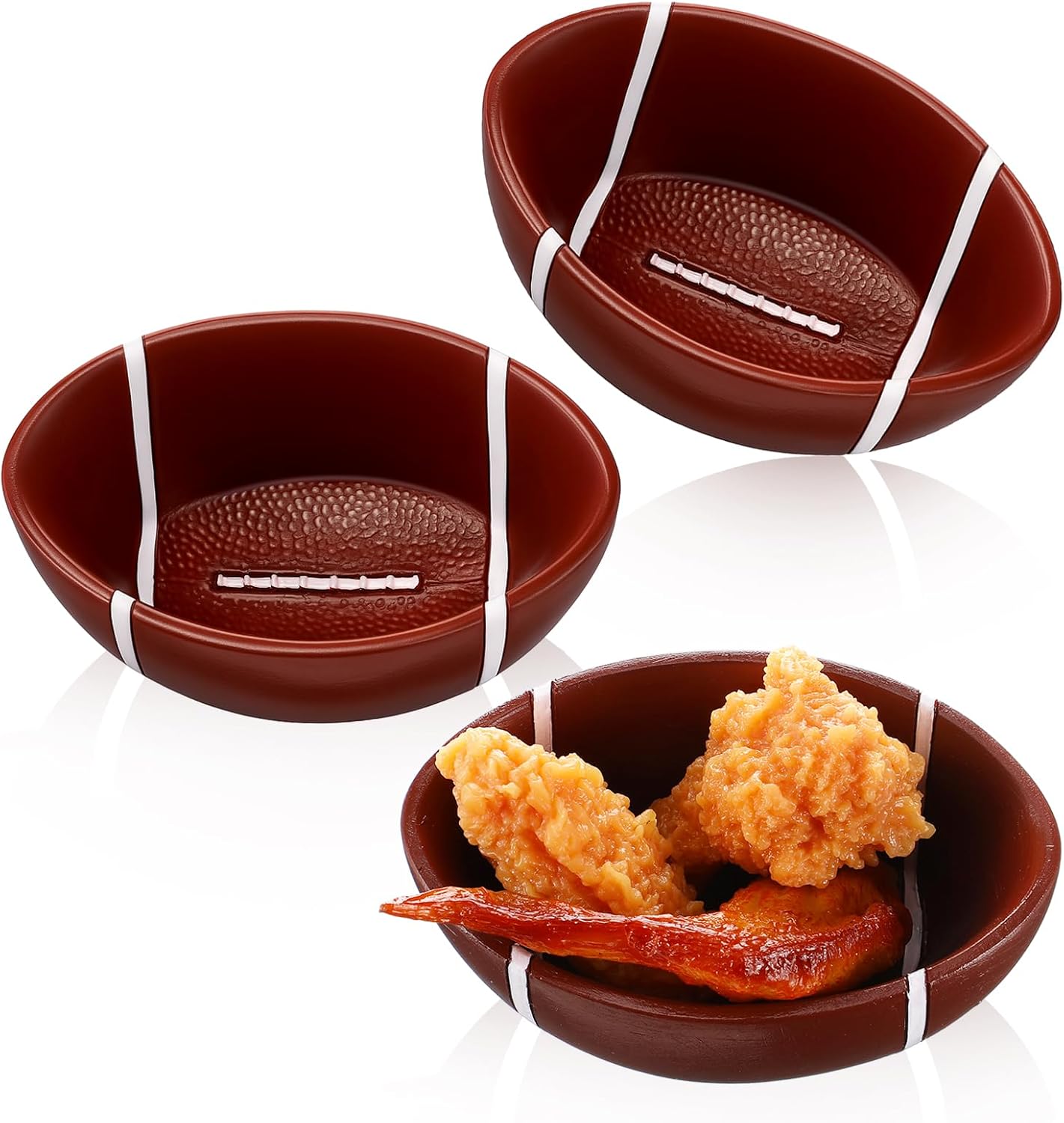 3 Pcs Football Snack Bowl Reusable Resin 4.72 Inches Football Serving Trays Platter Serving Dishes for Tailgate Dinner Sports Event Game Day Birthday Party Decorations Everyday Use