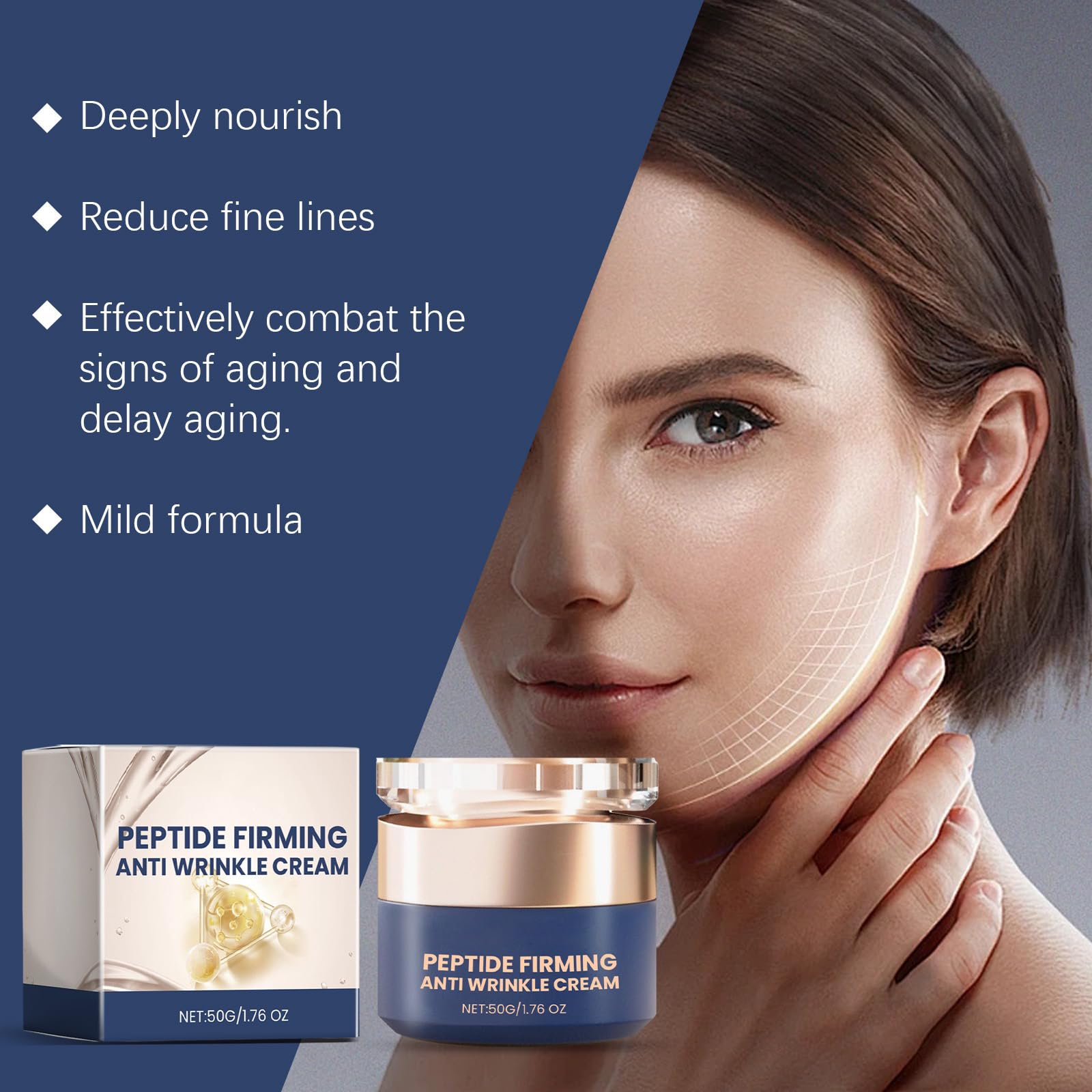 Qingling peptydowy krem ujędrniający, Qingling Anti-Aging krem do twarzy, ujędrniający krem nawilżający do twarzy, wygładza zmarszczki i drobne linie, przeciwstarzeniowy, ujędrniający, nawilżający. (3