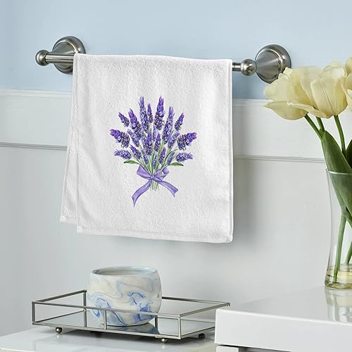 Miniatura 2 de ALAZA Juego de 2 toallas de mano color morado lavanda para baño, toalla para la cara de la punta de los dedos, 100% algodón, suave, absorbente,