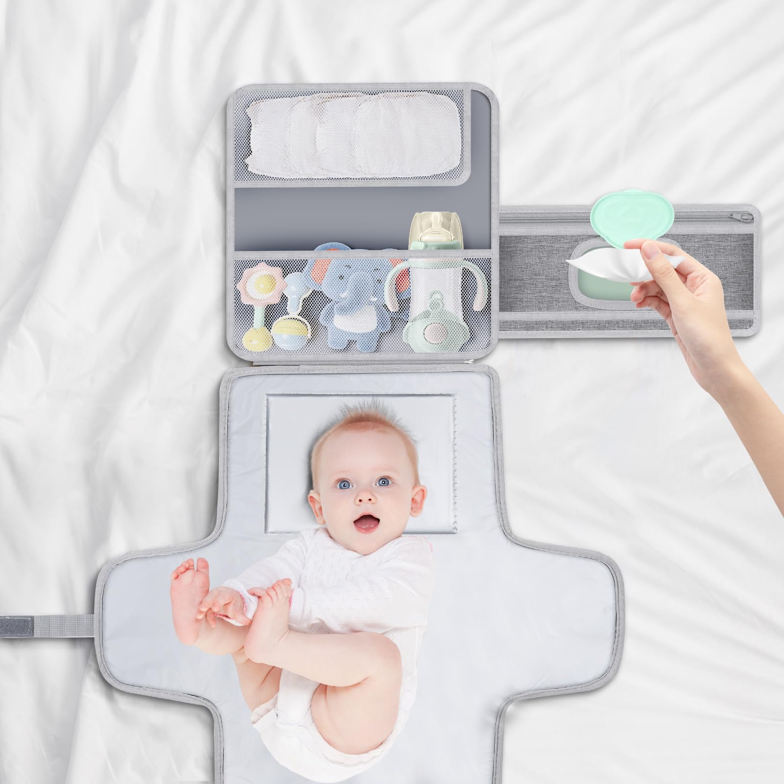 Romon Fasciatoio Portatile Neonato, Fasciatoio Portatile Pieghevole e impermeabile, Impermeabile di Alta Qualità, Ideale per Viaggi e Uso Quotidiano, Regalo Perfetto per Mamme e Neonati, 0-3M