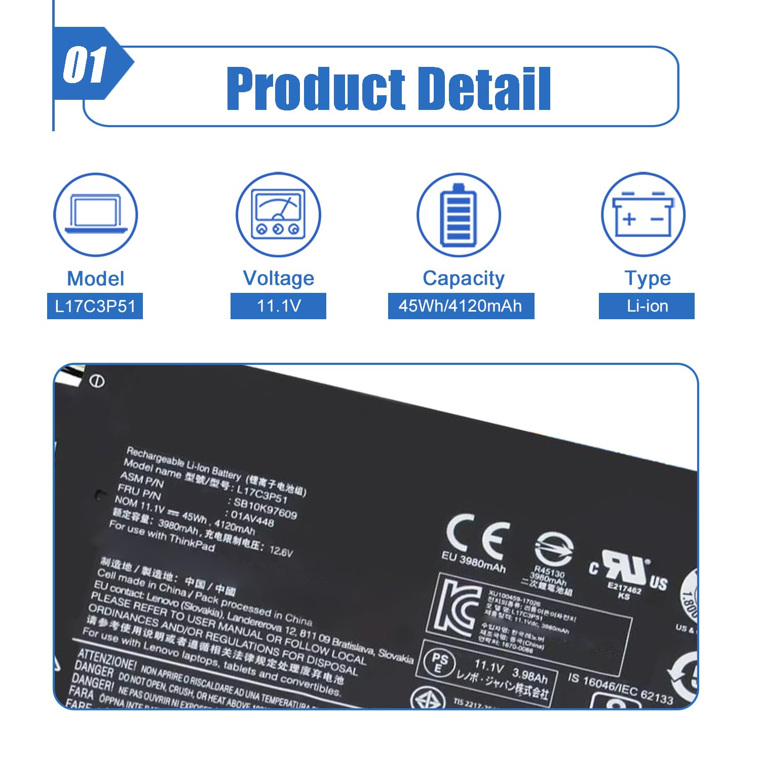 Amazon.com: Dentsing 01AV448 L17C3P51 SB10K97609 Battery