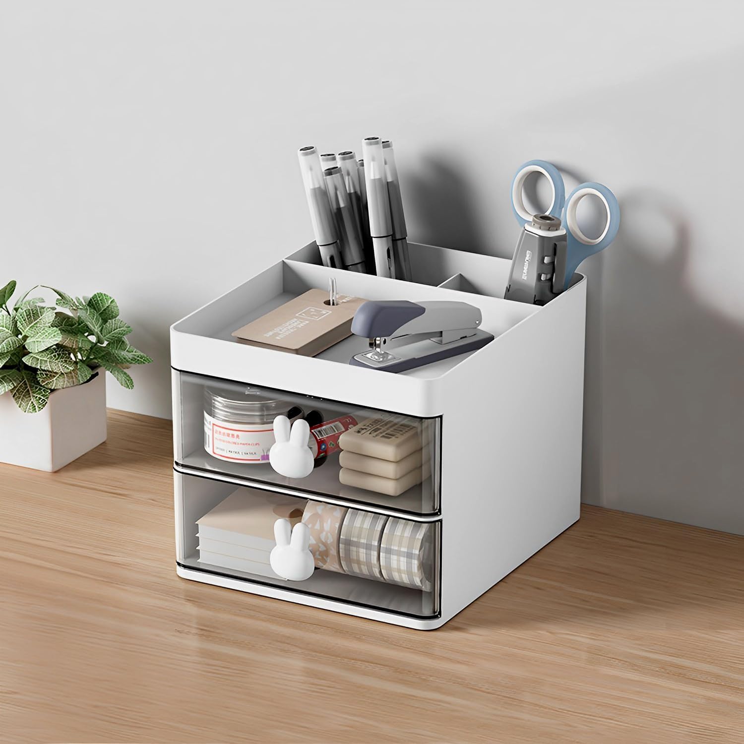 Pen Stand/Desk Organizer With Drawer& Compartments For Storing Pen,Pencil,Office Accessories,Stationery Items For Study Table Pen Holder. (Pattern 2)