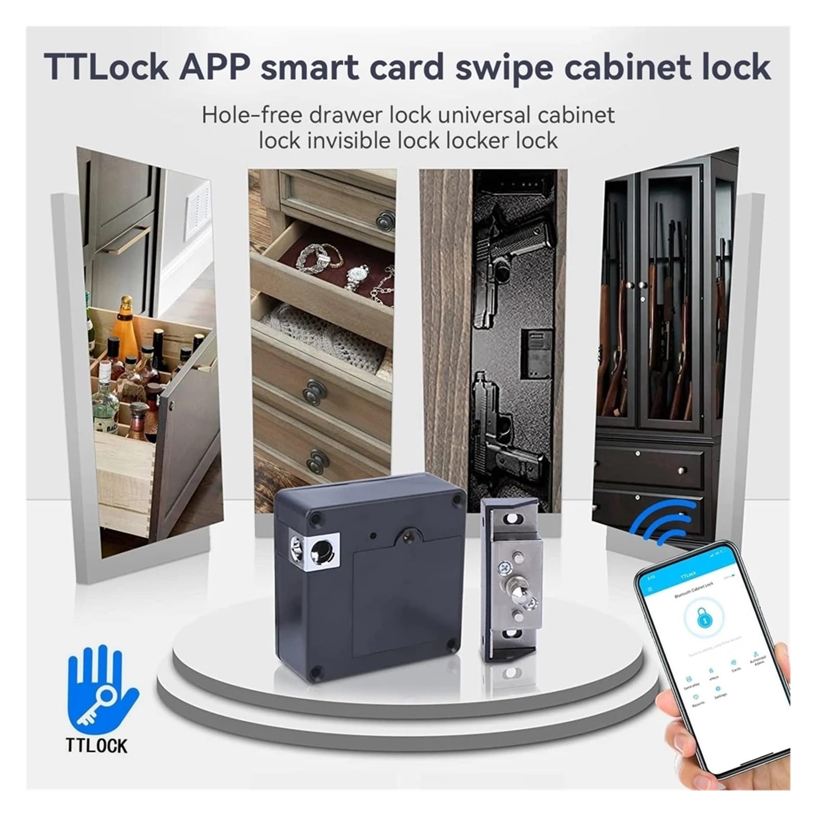 Inteligentny zamek, blokada linii papilarnych, elektroniczny zamek do szafki Inteligentne zamki NFC RFID Ukryty zamek do szafki DIY z zamkiem zatrzaskowym do szuflady szafki z podwójnymi drzwiami z dr