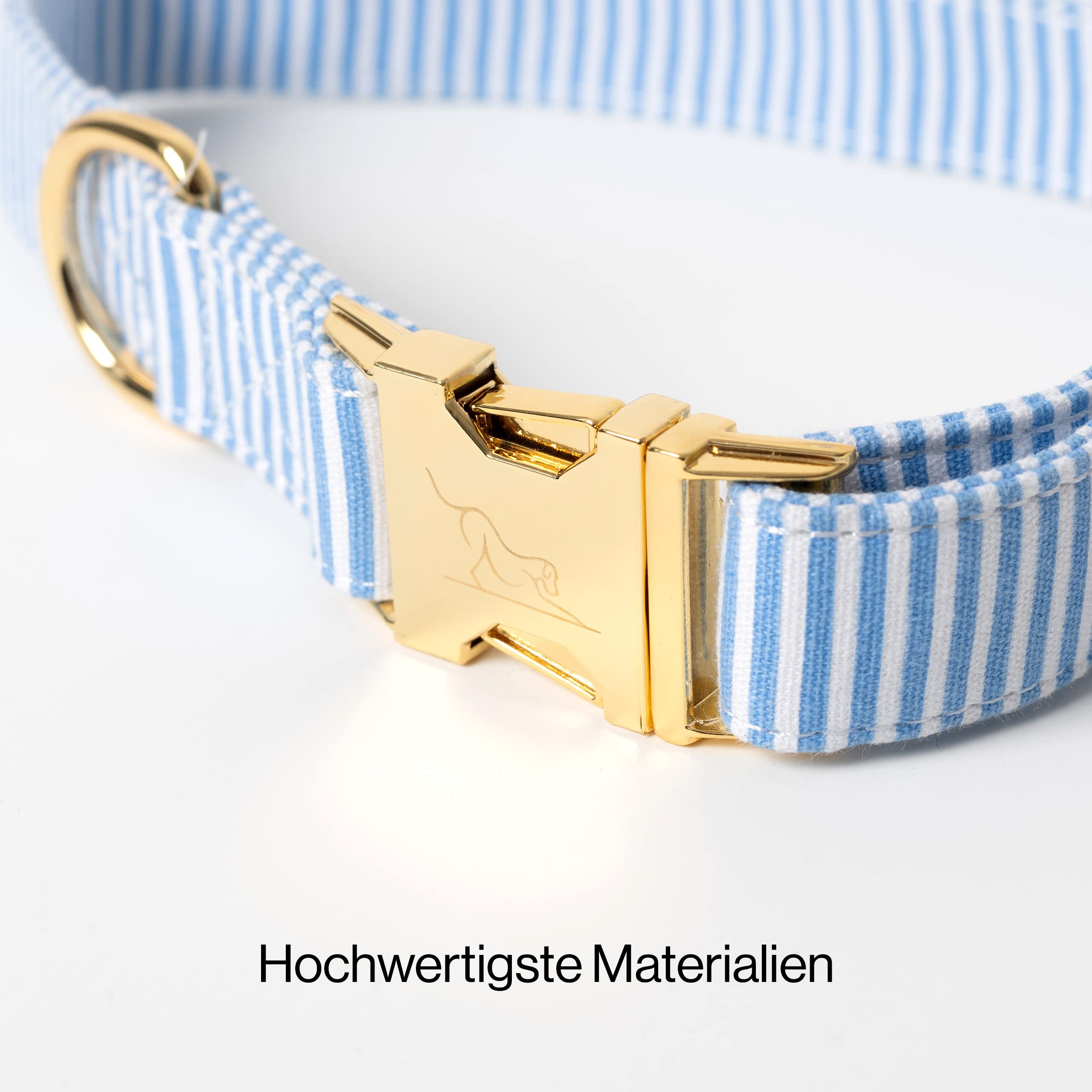 Hundehalsband Set Sailor (Blau-Weiß) mit Leine, S/M 29-40 cm