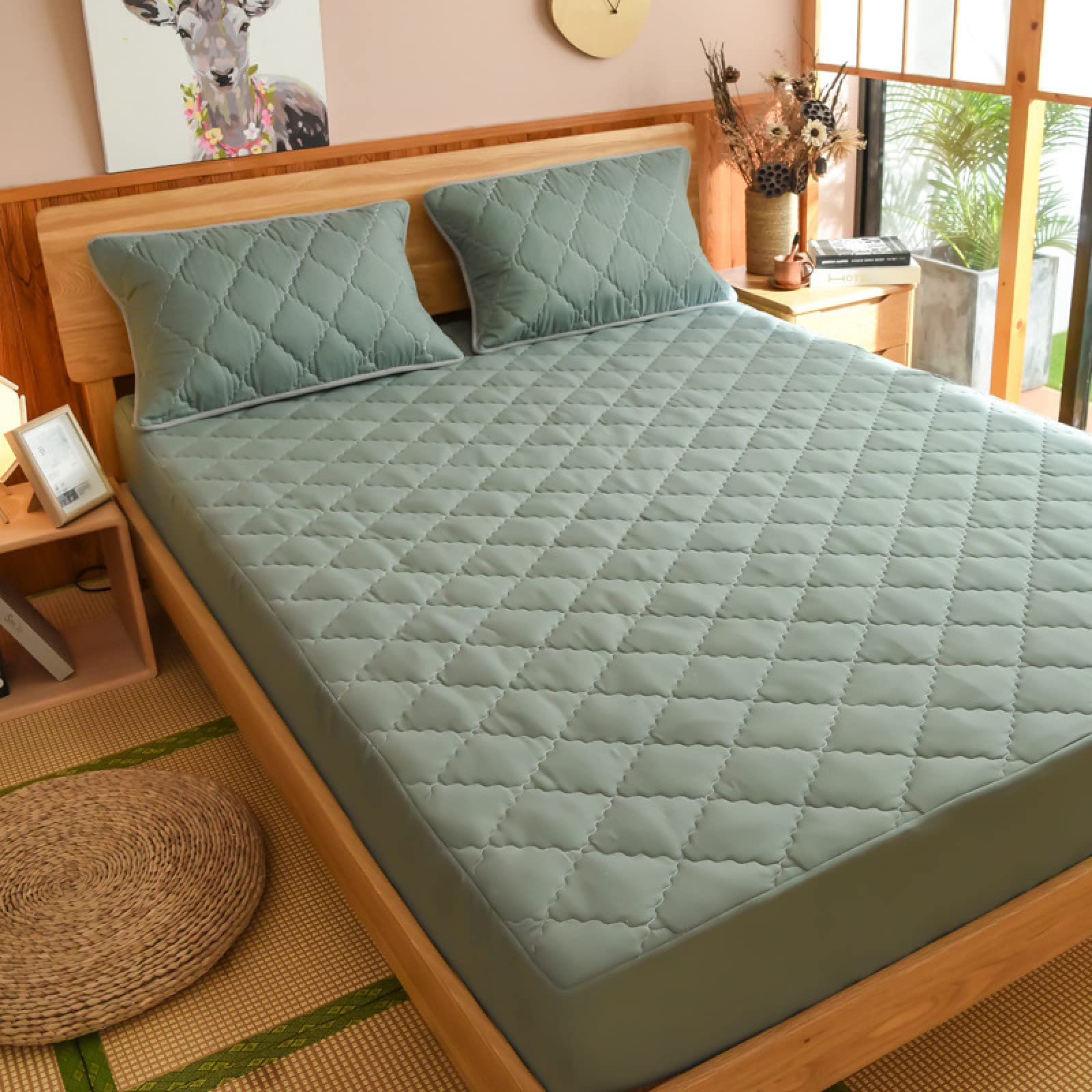 Sábana bajera impermeable de 200 x 220 pulgadas, funda protectora de colchón doble con punto de caja extra profundo para un sueño suave y cómodo, no ruidoso y transpirable
