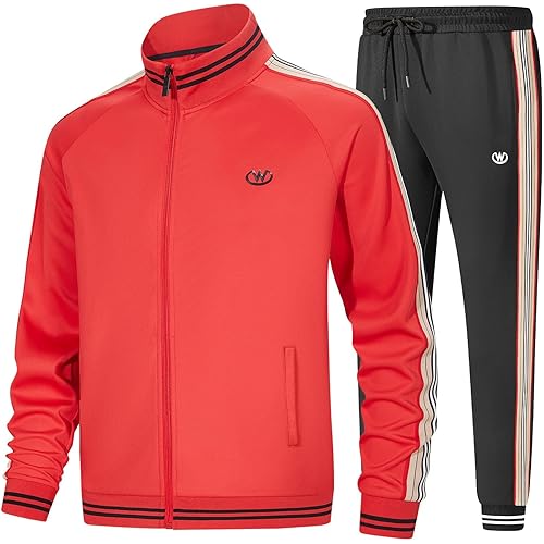 W JIANWANG Track Suits for Men Set Jogging Tracksuit Mens Sweatsuits Workout Running Sports Jogger Sweat Suits Outfits