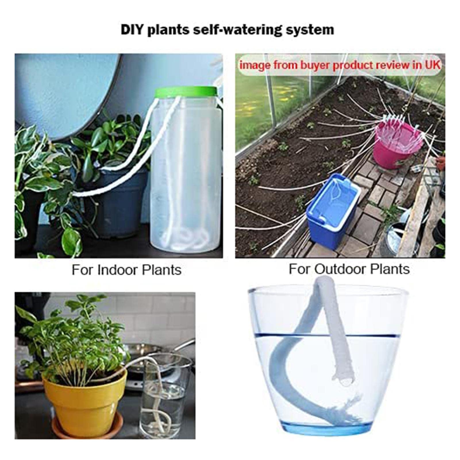 Self Watering Capillary Wick - Automatic Plant Waterer Watering Devices,Watering Plants While On Vacation DIY Hydroponic Wicking Self-Watering Planter Pot Wuwai