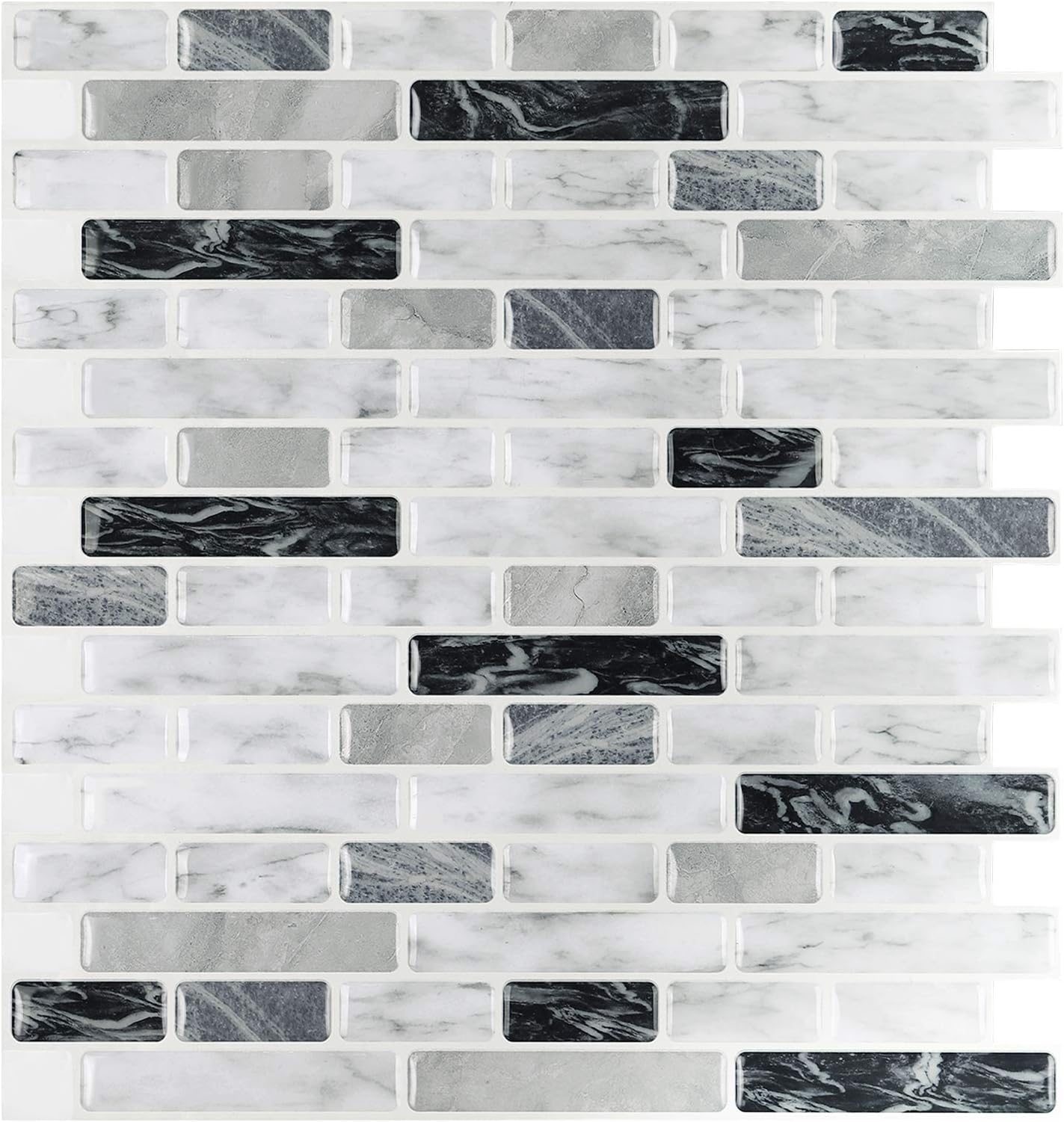 decalmile 10 Pcs 3D Peel and Stick Tile Backsplash 12" x 12" Gray Marble Self Adhesive Wall Tiles Kitchen Bathroom Home Decor (30.5cm x 30.5cm)