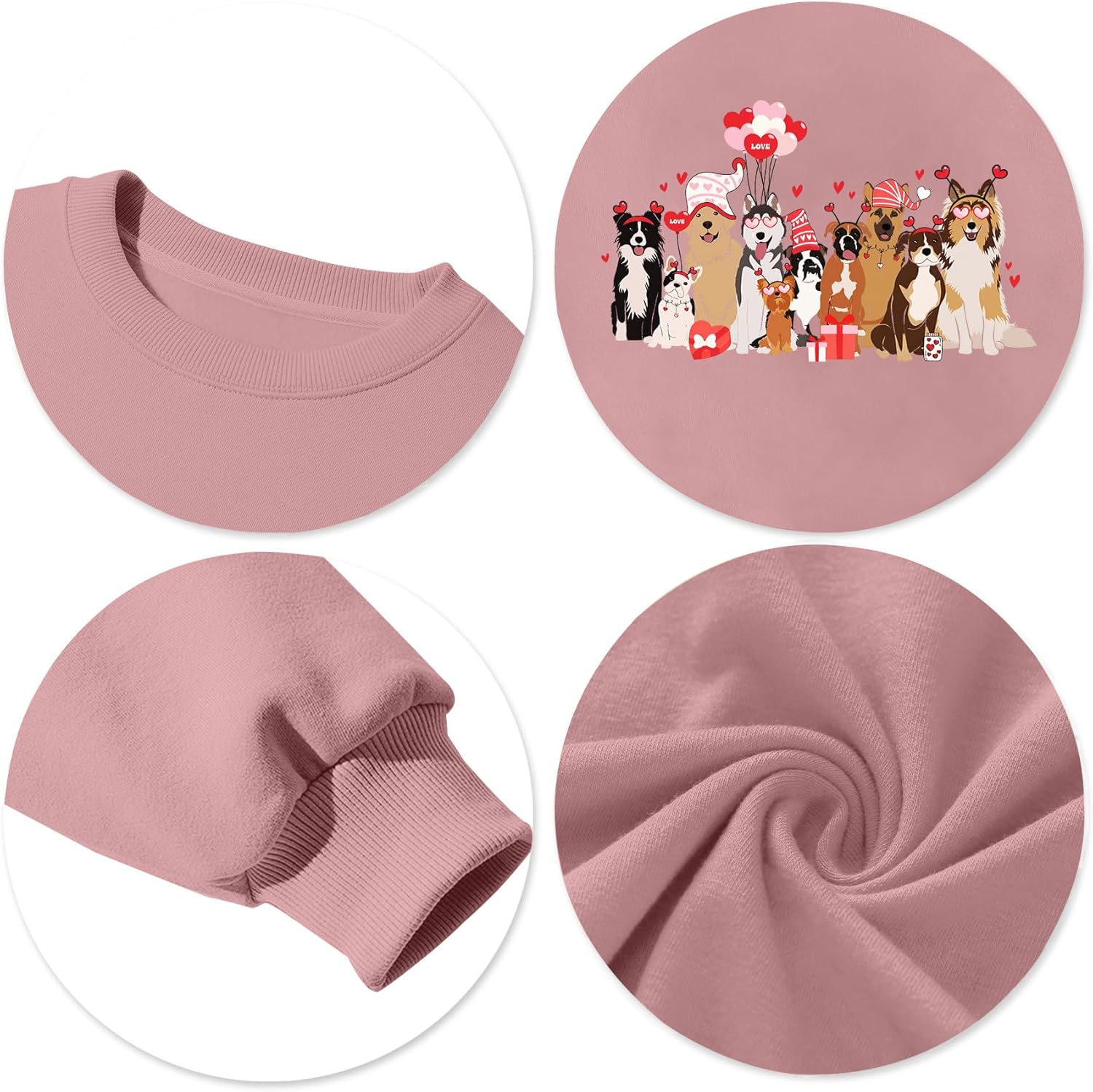 Valentine Dog Sweatshirt for Women Cute Print Graphic Sweater Pullover Long Sleeve Tops - Image 5