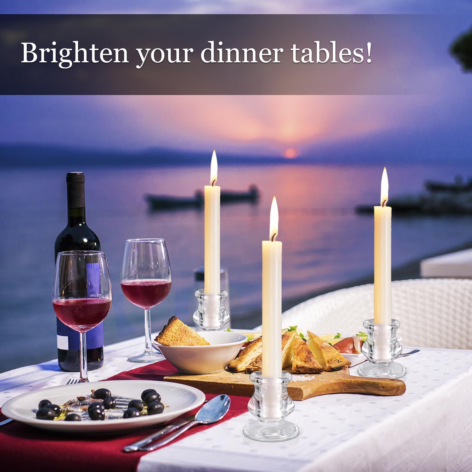 Glass Candlestick Holders, 12PCS Table Candle Holders Bulk for Table Centerpiece, Clear Candle Sticks Holder for Wedding, Christmas and Festival Decoration - Image 6