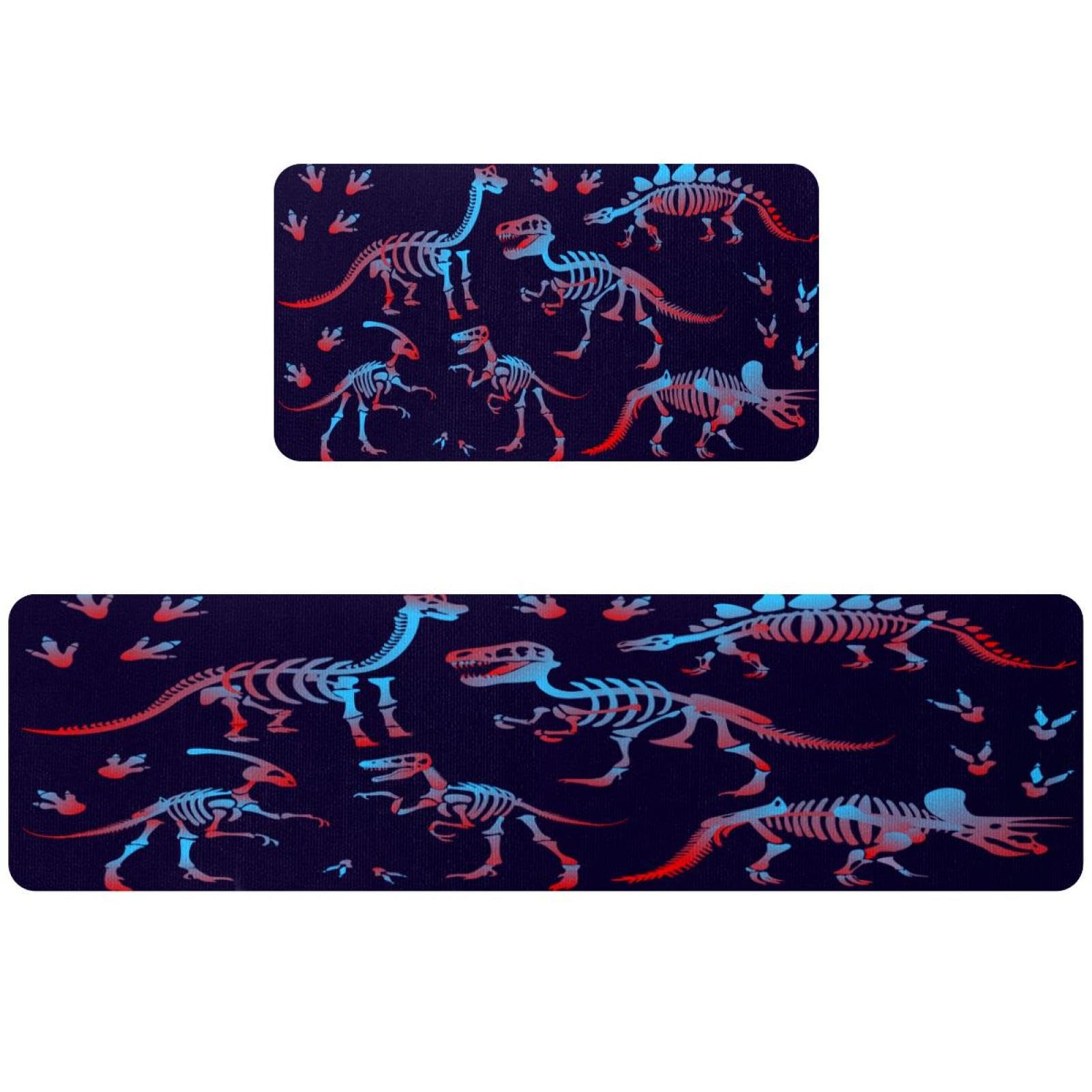 Alfombrillas de cocina con esqueletos de dinosaurio VAPOKF set alfombras