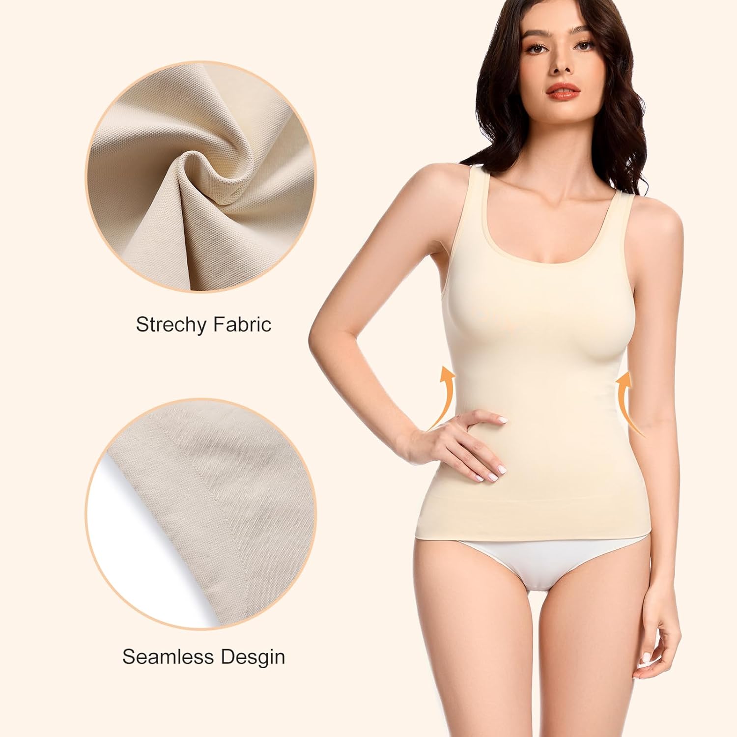 Tummy Control Shapewear Tank Tops for Women Scoop Neck Compression Tanks Slimming Body Shaper Camisole - Image 3
