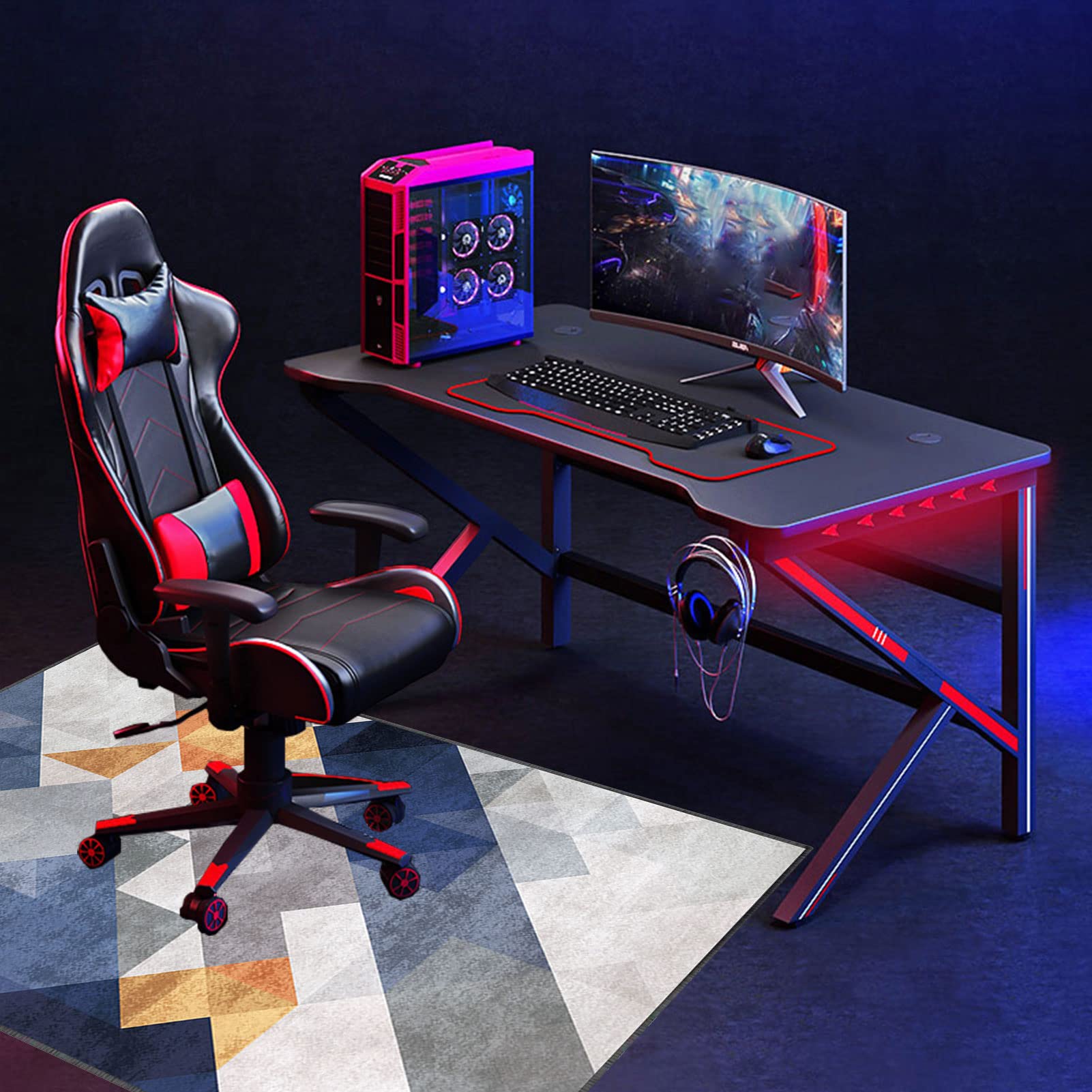 Bodenschutzmatte für Bürostuhl und Gaming-Stuhl | Geräuschreduzierung | strapazierfähiges Gewebe | ideal für harte Böden | 100 × 120 cm Gaming-Zubehör