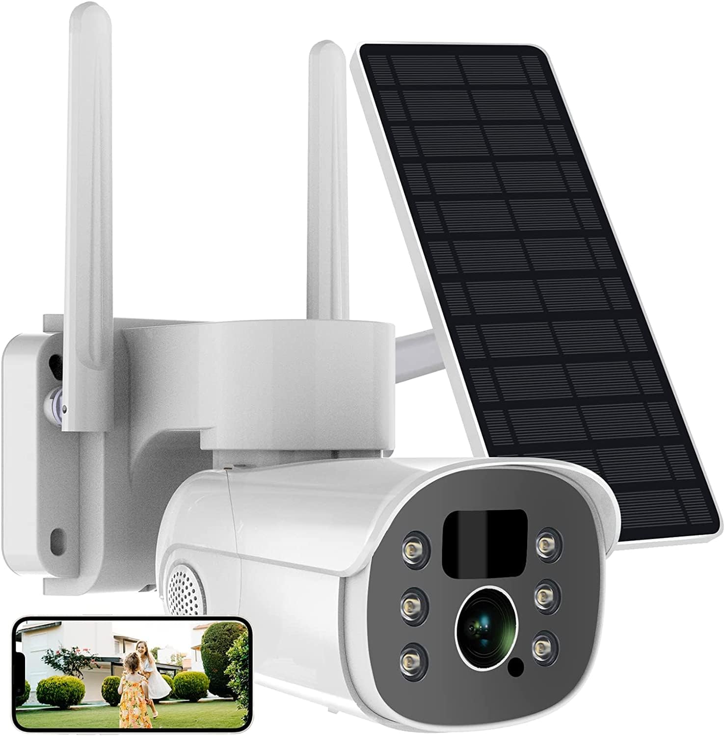 ABCOOL Wireless Security Camera Outdoor with Solar Powered Battery, Motion Detection and Siren, Color Night Vision, Audio 2 Way Talk, Remote Access, Cloud SD, Pan Tilt Strobe Spot Light, Home CCTV