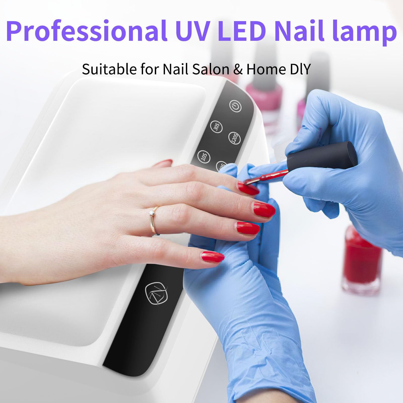 ZIZZON Lampe à ongles UV LED avec coussin de support pour bras pour ongles en gel 72 W Power Sèche-ongles avec 4 minuteries et écran tactile – Idéal pour un salon ou un usage domestique