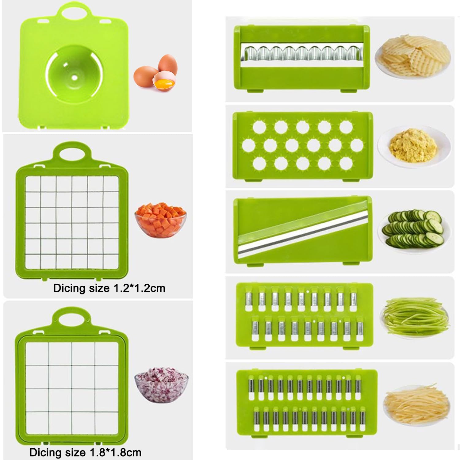 Picador de verduras, cortador de mandolina, utensilio de cocina multifuncional 16 en 1 para cortar, rebanar, picar y rallar verduras y queso
