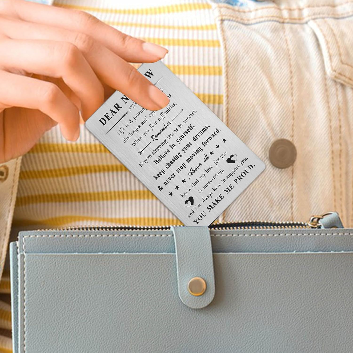 Inspirational Gifts for Nephew – Engraved Metal Nephew Wallet Card – Nephews Birthday Graduation Card Gift for from Aunt Uncle - Image 2