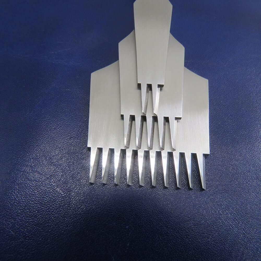 3pcs/lot 2/5/10 teeths DIY Leather oblique Row Punching Tool 2.7/3/3.385/3.85mm Spacing Hole Punches Lacing Stitching - (Color: 2.7mm)