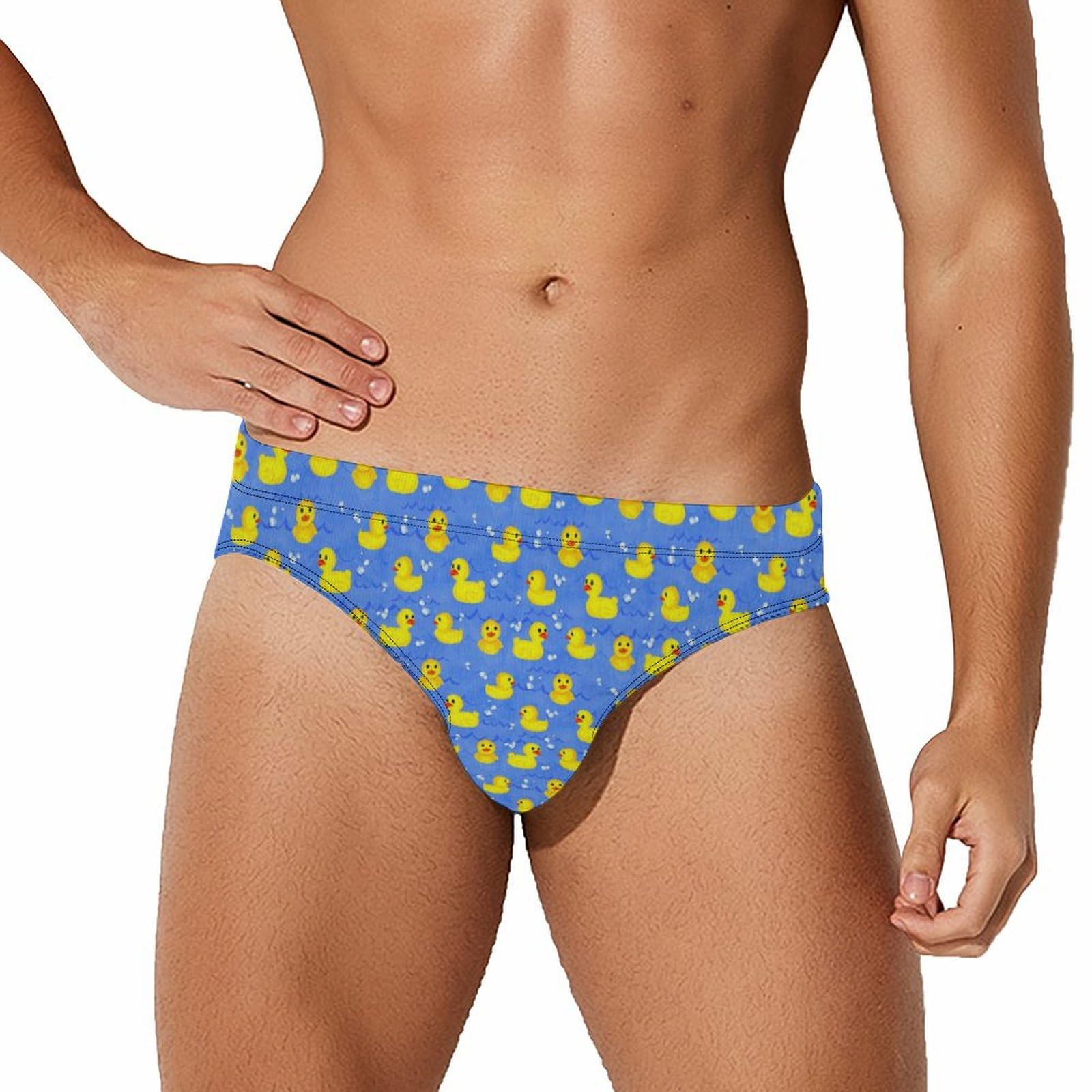 peiyeety Rubber Yellow Ducks Men's Brief Swimsuit Swimming Trunks Swimwear Beach Shorts Boxers L