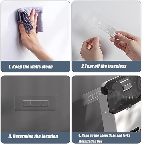 Miniatura 6 de Soporte para secado de utensilios, organizador de utensilios de pared con tapa, jaula multifuncional para palillos, sin perforaciones, a prueba