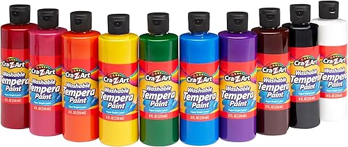 Cra-Z-Art Paquete a granel de pintura de témpera lavable, 10 unidades, colores surtidos de 8 onzas cada botella