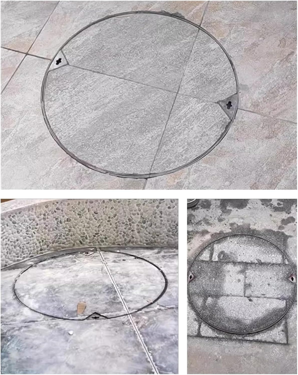 Heavy-Duty Round Stainless Steel Manhole Cover - 15 to 39 Inch Drainage Lid with Frame for Parks, Streets, and Sidewalks - Sleek Hidden Design for Sewer Acces(Dia 80cm(31 1/2 in))