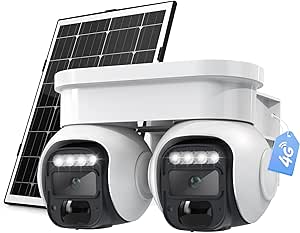 4G LTE Cellular Solar Security Camera Wireless Outdoor, No WiFi, Dual Lens 360°Live View, 2K Color Night Vision, PIR Motion & Alerts, 2 Way Talk,Built in eSIM Card asin的图片